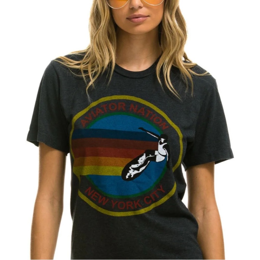 Aviator Nation Nashville Surfer Logo Boyfriend Tee